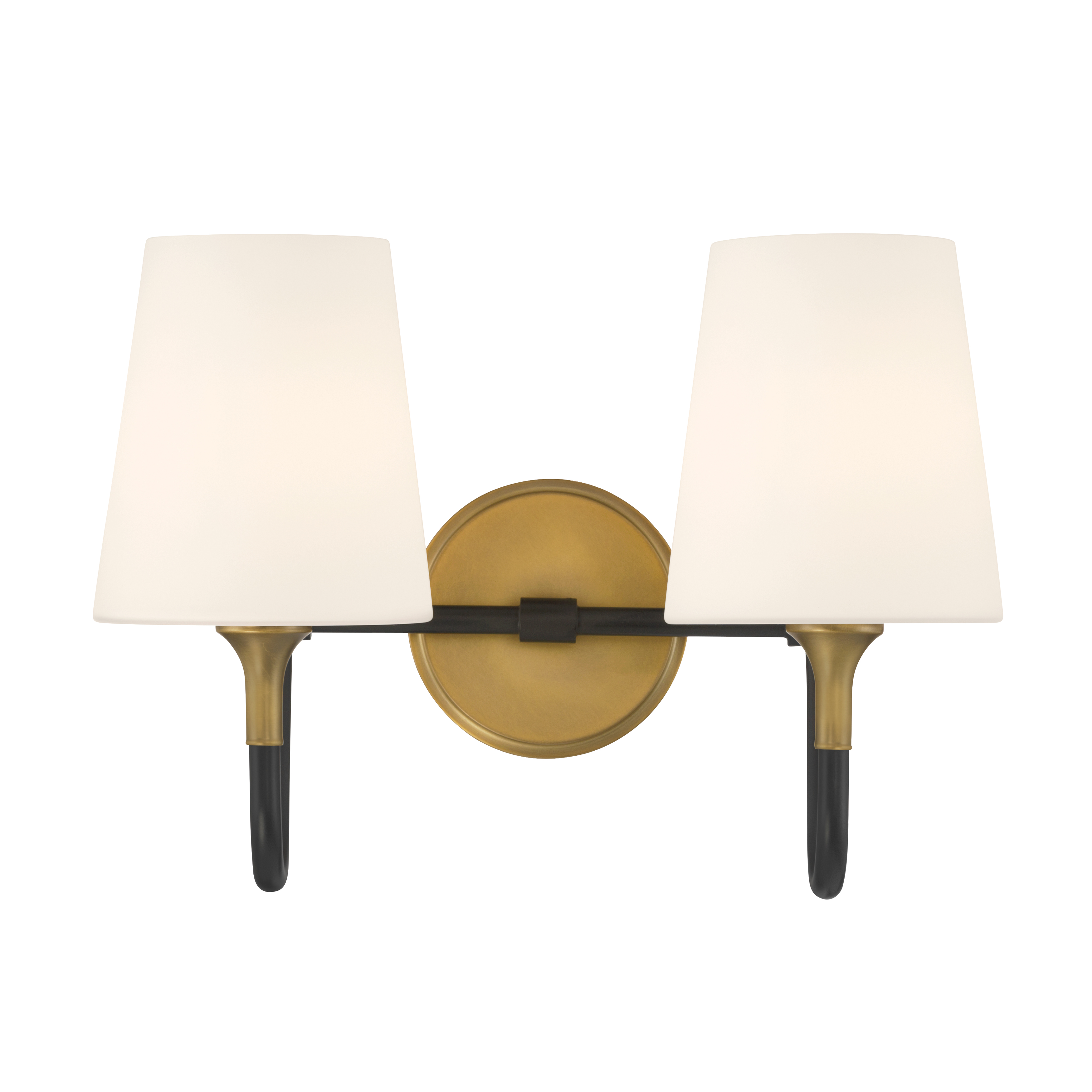 2-Light Vanity - Legacy Brass and Dark Matte Black with Etched White Glass - alternate view