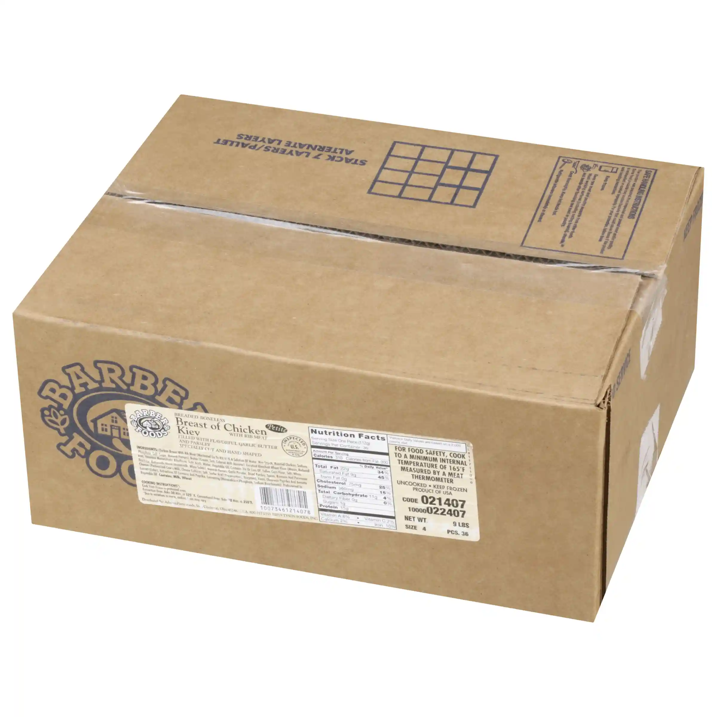 Barber Foods® Uncooked Breaded Chicken Kiev Boneless Stuffed Chicken Breasts 4 oz._image_5
