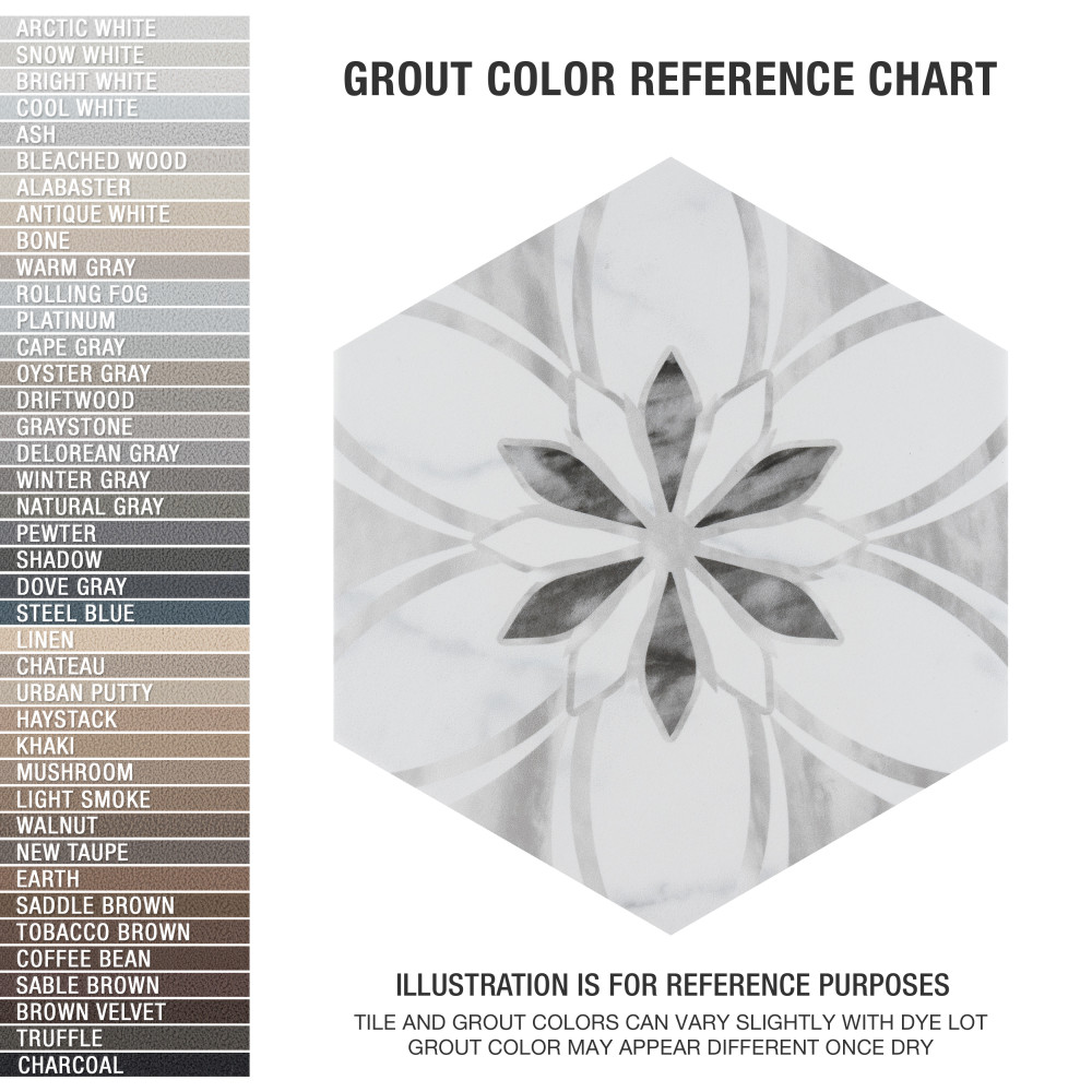 Sample – Classico Bardiglio Hex Dahlia Light Porcelain Floor and Wall Tile