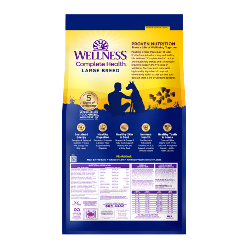 Wellness Complete Health Grain Free Large Breed Chicken back packaging