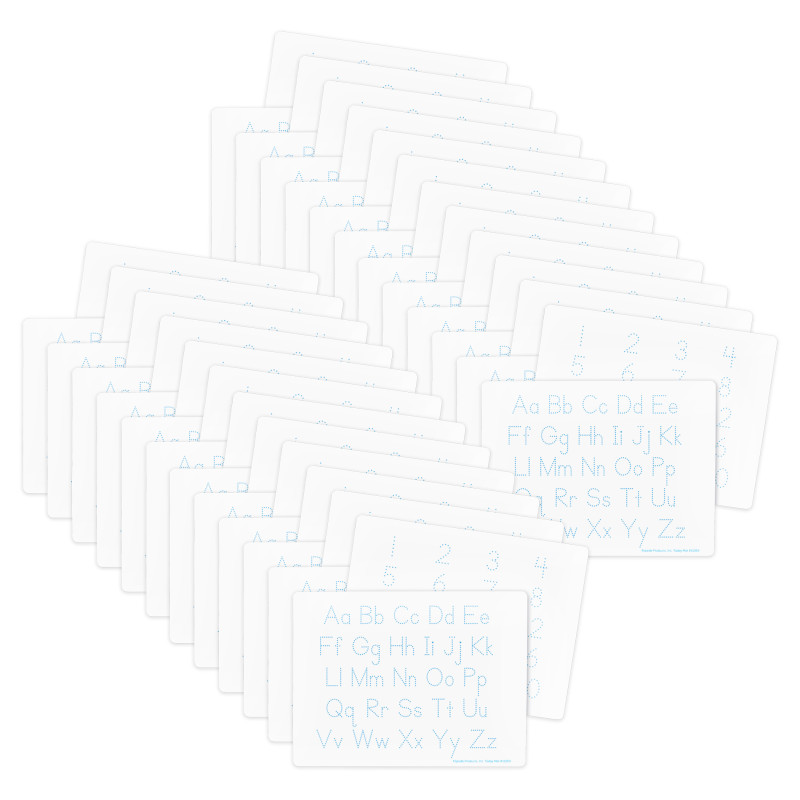 Two-Sided Dry Erase Learning Mat, 9" x 12", Letters & Numbers, Pack of 48