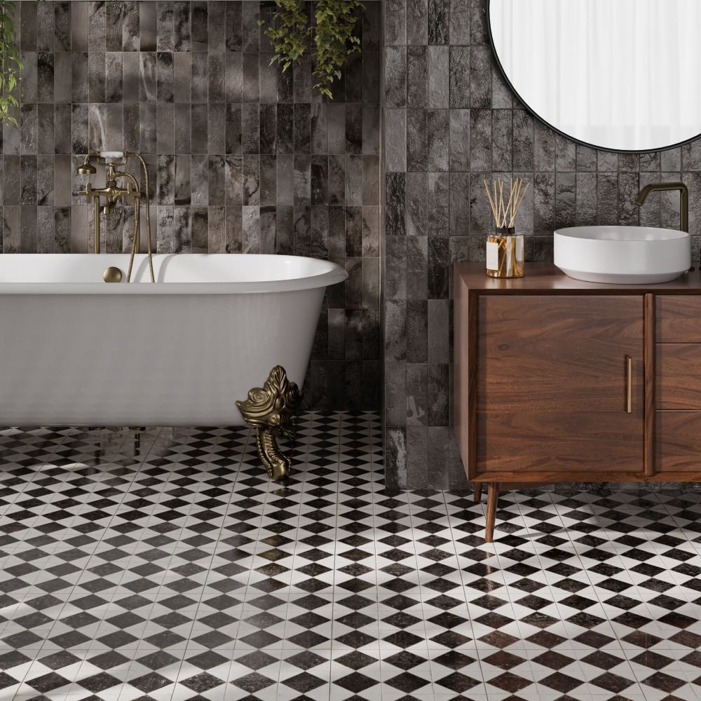Kings Arles Black 13 in. x 13 in. Ceramic Floor and Wall Tile