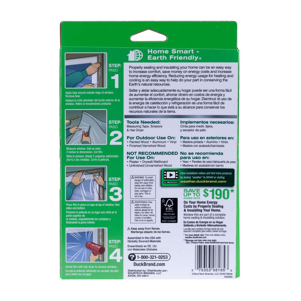 Shrink Film Window Insulation Kit 62 in x 210 in Duck Brand