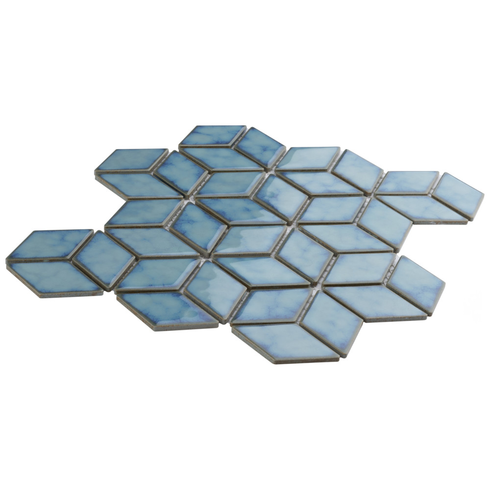 Hudson Rhombus Marine 10-1/4 in. x 11-3/4 in. Porcelain Mosaic Tile