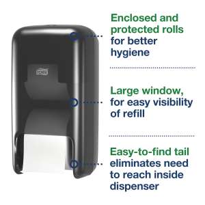 Tork, OptiServe 2-Roll, Coreless Bath Tissue Dispenser, Black