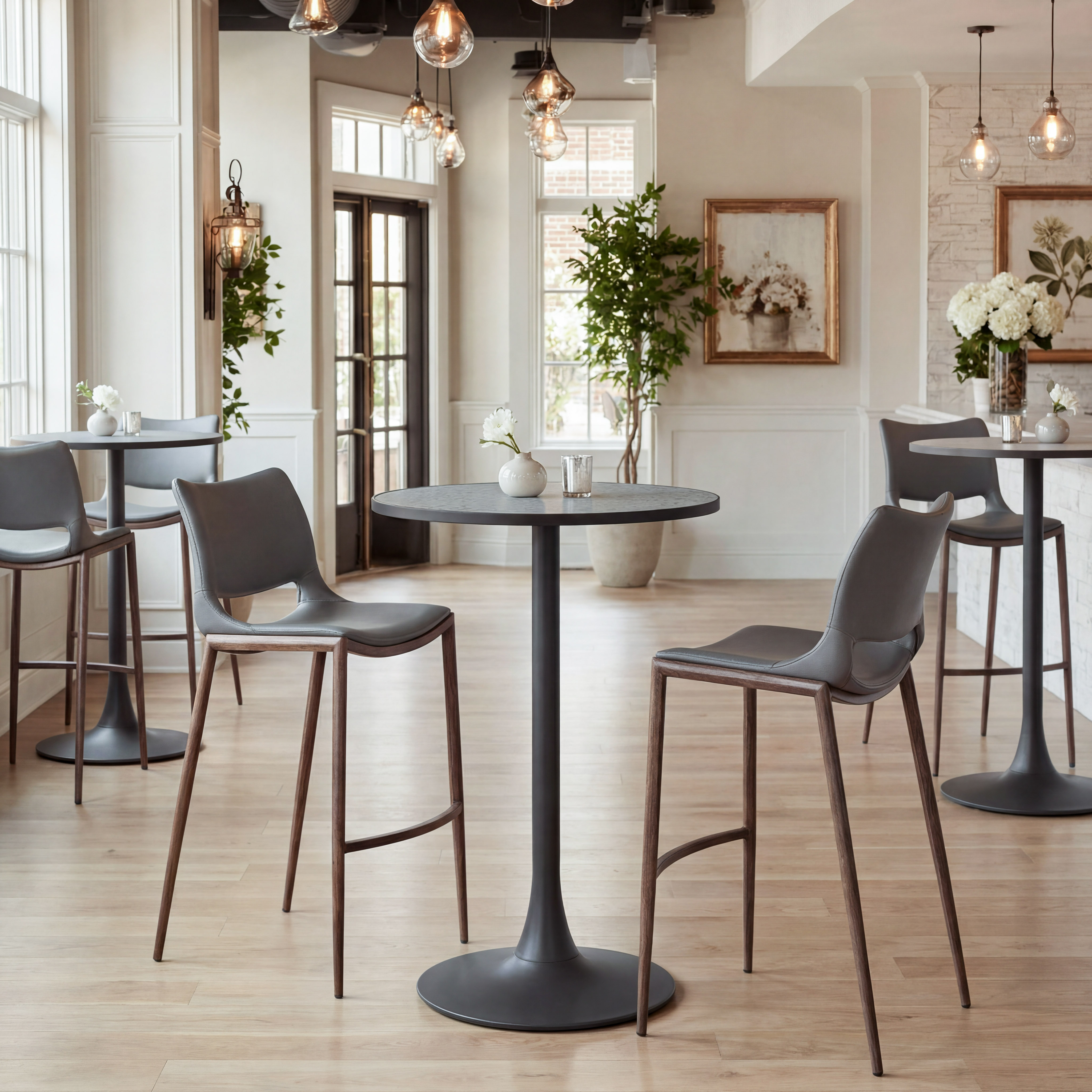Ace Barstool (Set of 2) Dark Gray & Walnut product image