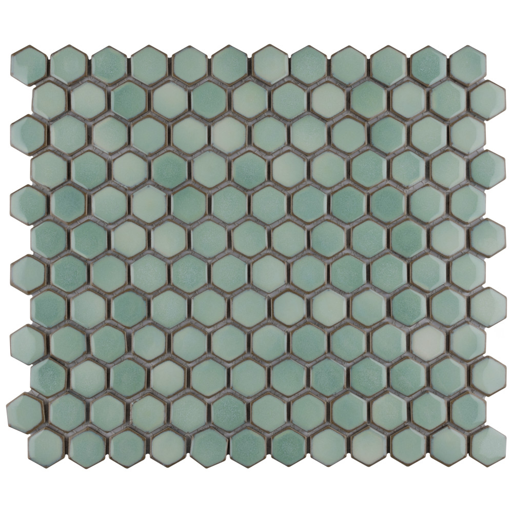 Hudson 1″ Hex Mint Green 11-7/8 in. x 13-1/4 in. Porcelain Mosaic Tile
