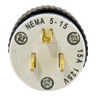 Select Spec™ Straight Blade Plug, 15A, 125V, 2P3W, NEMA 5-15P, Black/White