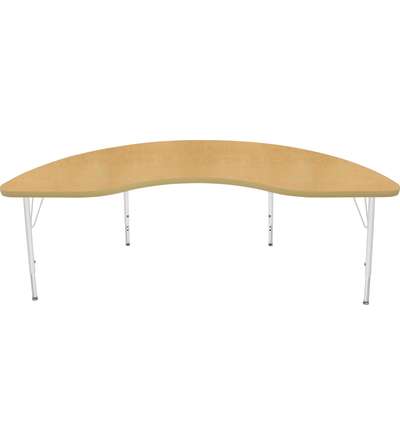 Creative Colors® Activity Table, Kidney, 36" x 72", Maple Top Color, Tan Edge Color, Standard Leg Height, Platinum Silver Legs,