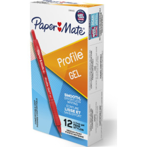 Gel Pen, Profile Retractable Pen, 0.7mm, Red, 12 Count