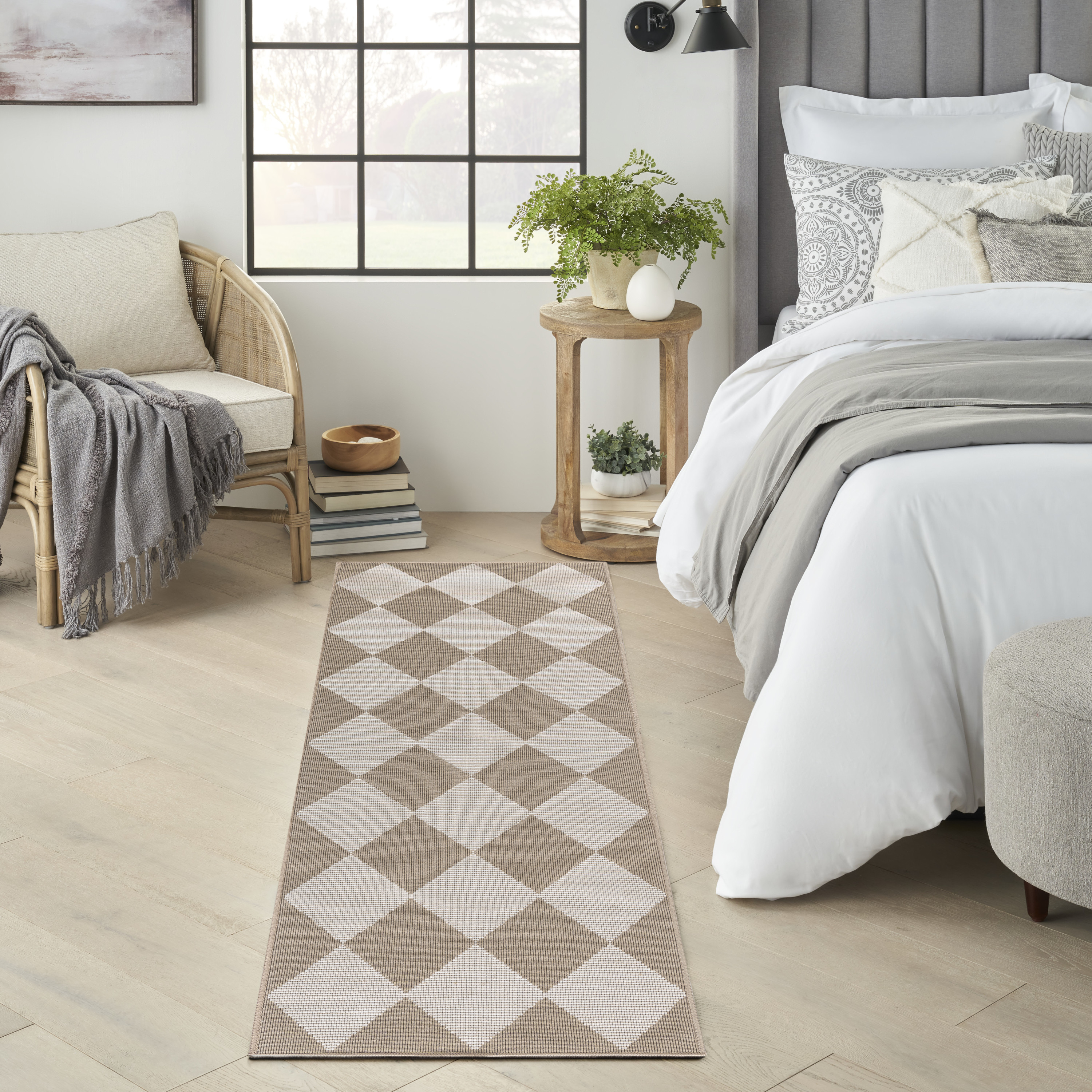 Nourison Washable Modern Jute 2'3" x 7'6" Natural Ivory Modern Indoor Rug