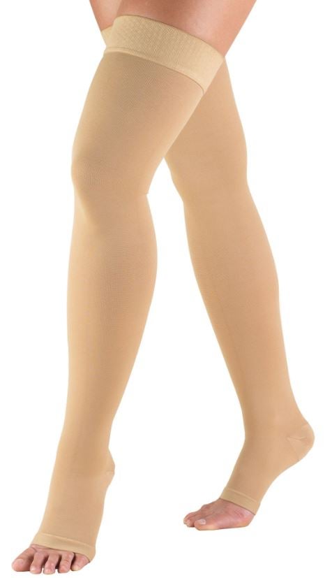 Compression Stocking Truform® Thigh High Large Beige Open Toe