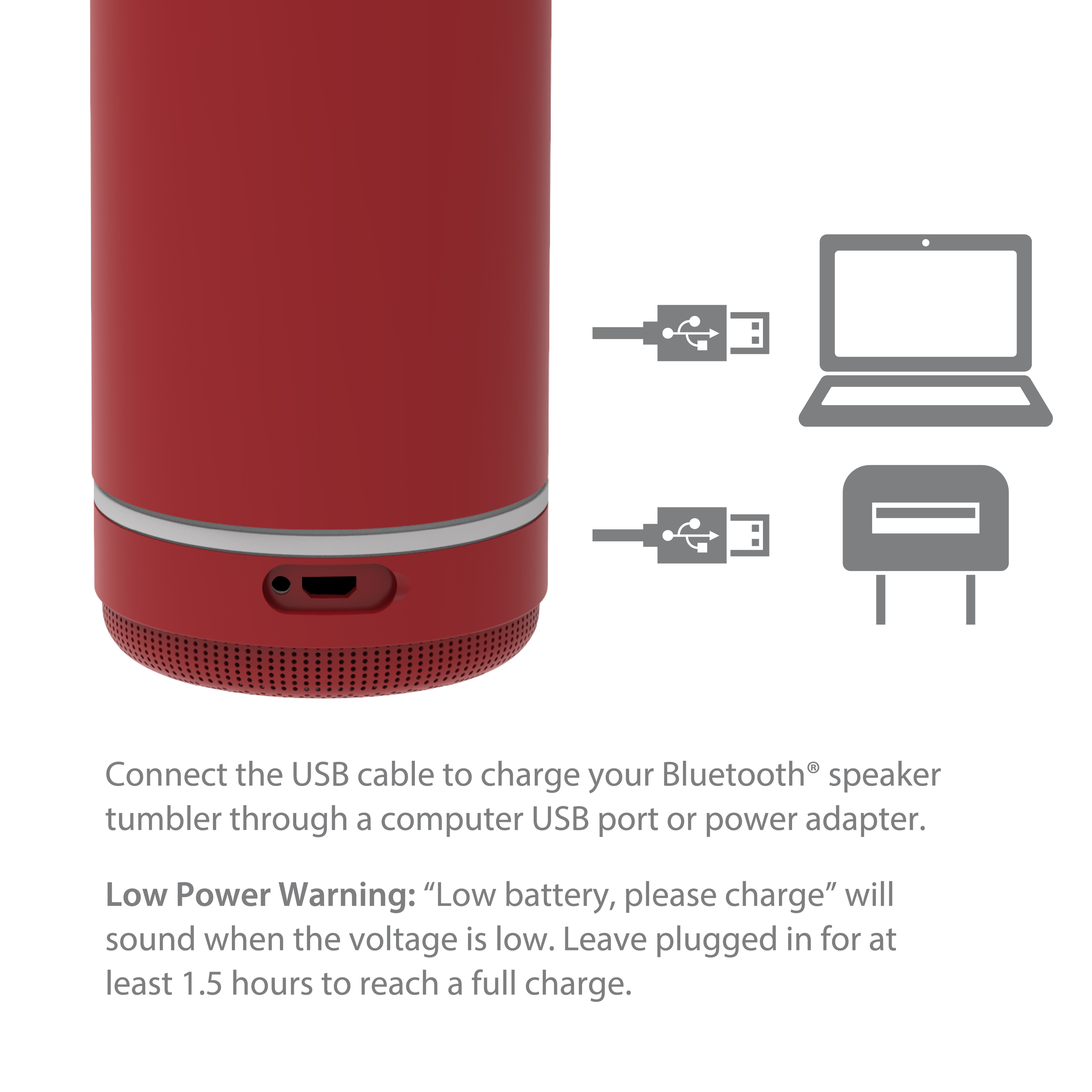 Zak Play 17.5 ounce Stainless Steel Tumbler with Bluetooth Speaker, Red