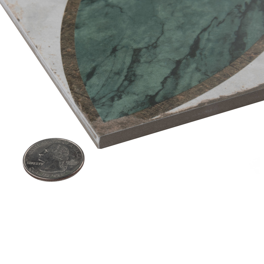 Renaissance Deco Emerald Mandorla 7-7/8 in. x 7-7/8 in. Porcelain Floor and Wall Tile
