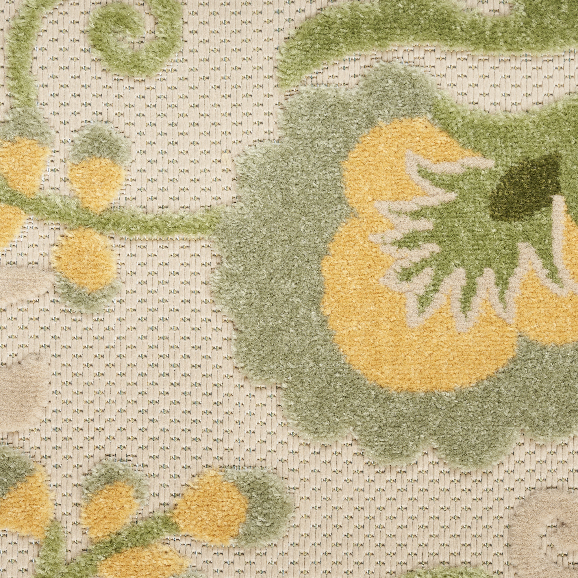 Nourison Aloha 5'3" x Round Ivory Green Outdoor Rug