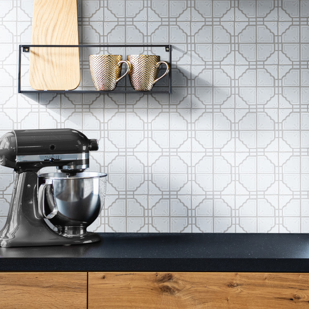 Hudson Moonbeam Matte White 11-7/8 in. x 11-7/8 in. Porcelain Mosaic Tile