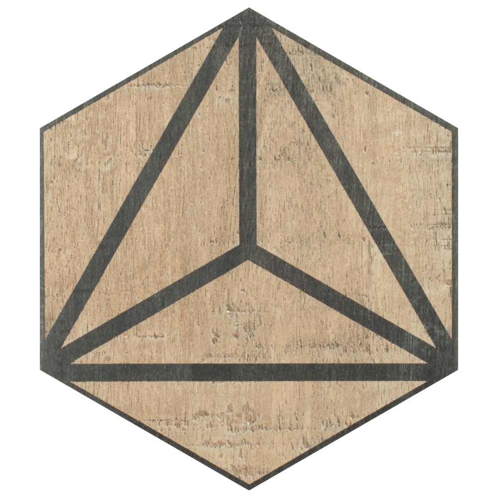Sawnwood Tribeka Hex Brown 8-5/8 in. x 9-7/8 in. Porcelain Floor and Wall Tile