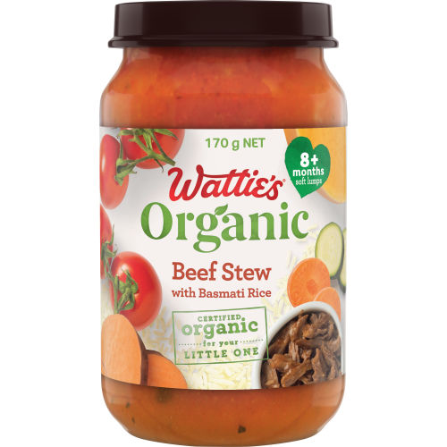  Wattie's® Organic Beef Stew with Basmati Rice 170g 8+ months 