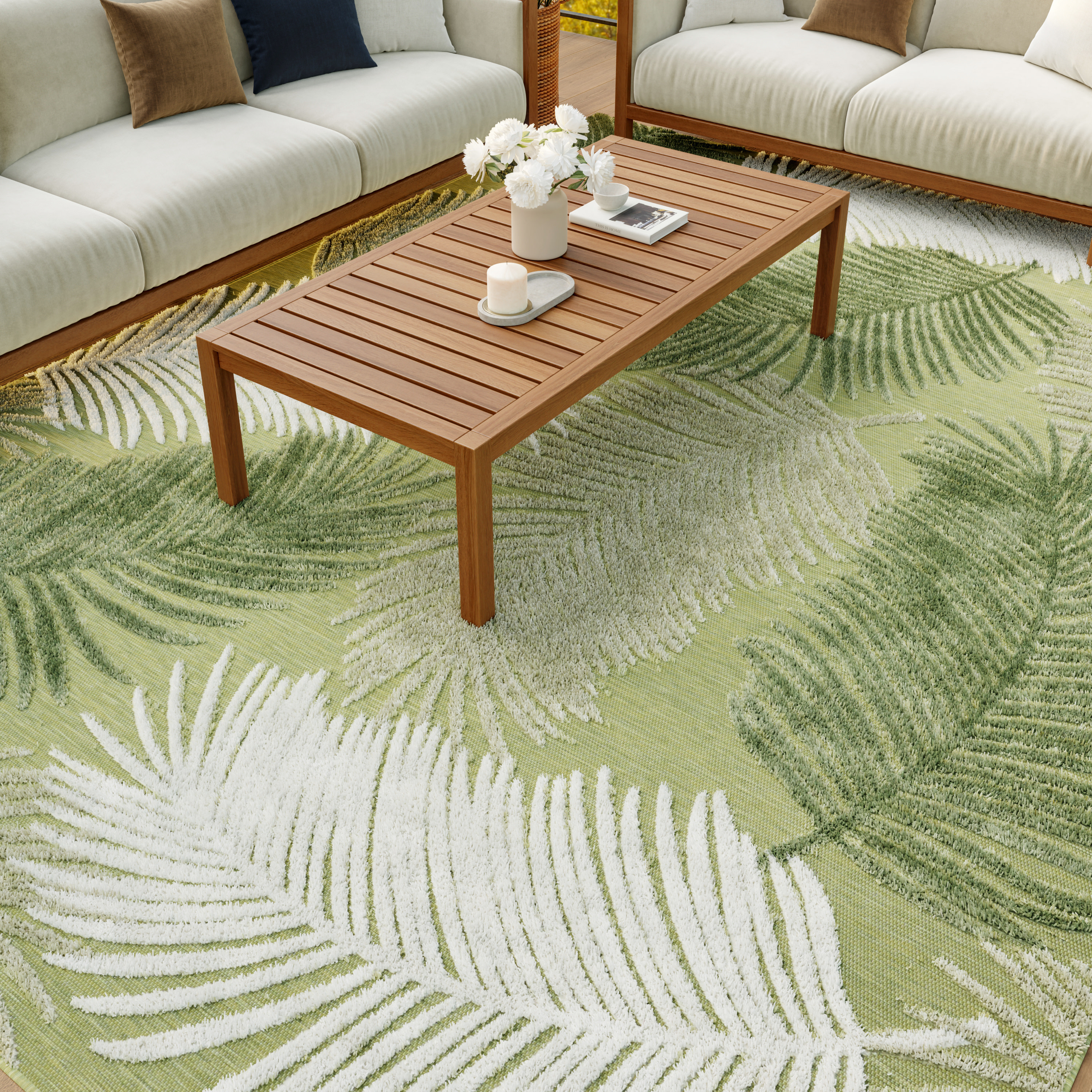 Nourison Suncoast 7'10" x 9'10" Green Tropical Rug