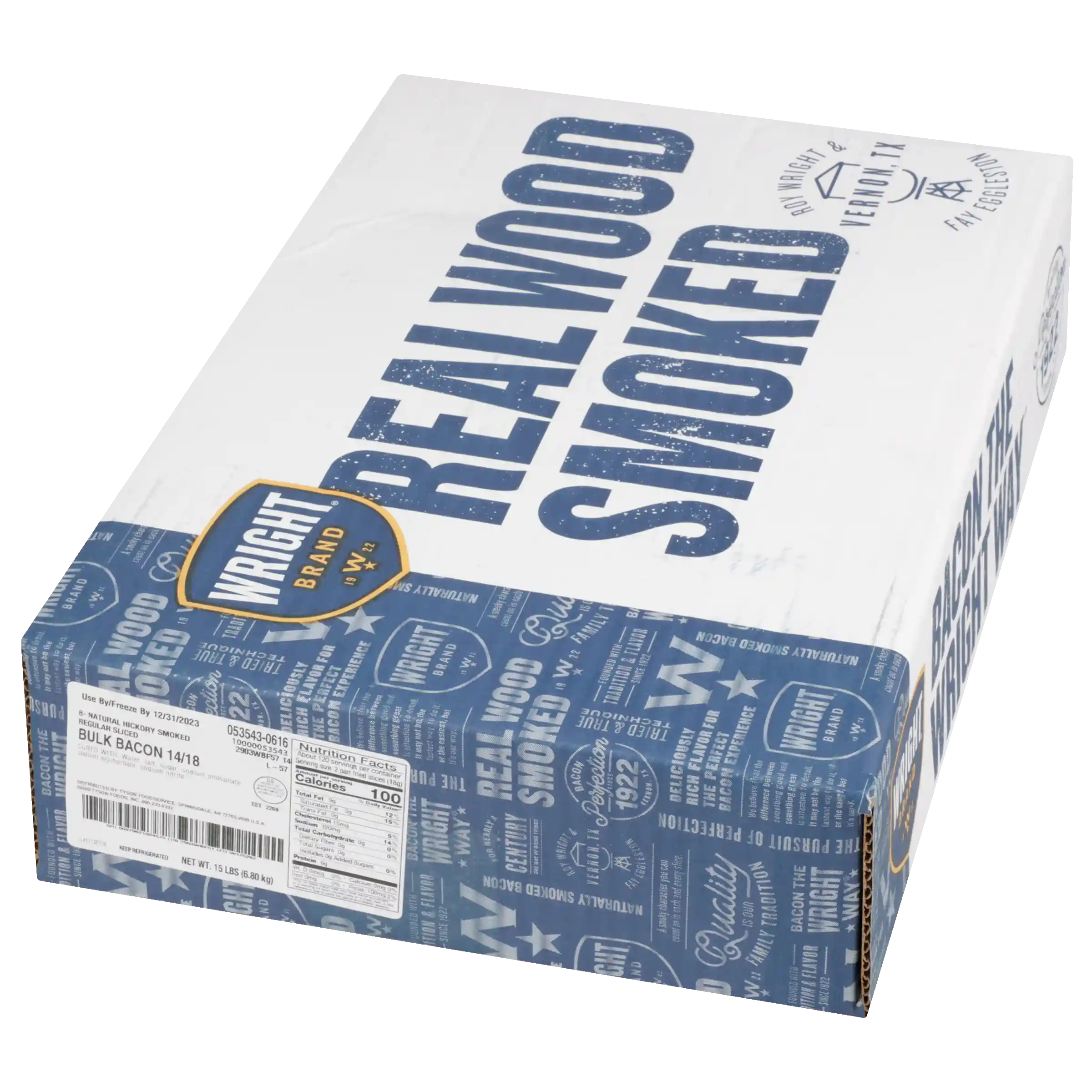 Wright® Brand Natural Hickory Smoked Regular Sliced Bulk Bacon 14/18 _image_5