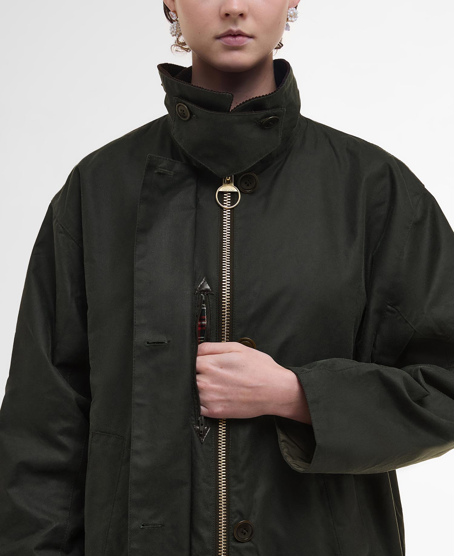 Barbour The Edit by Alexa Loren Oversized Waxed Jacket image number 5