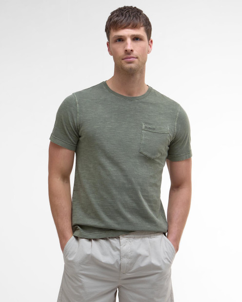 T-shirt con taschino tinta con pigmenti 
