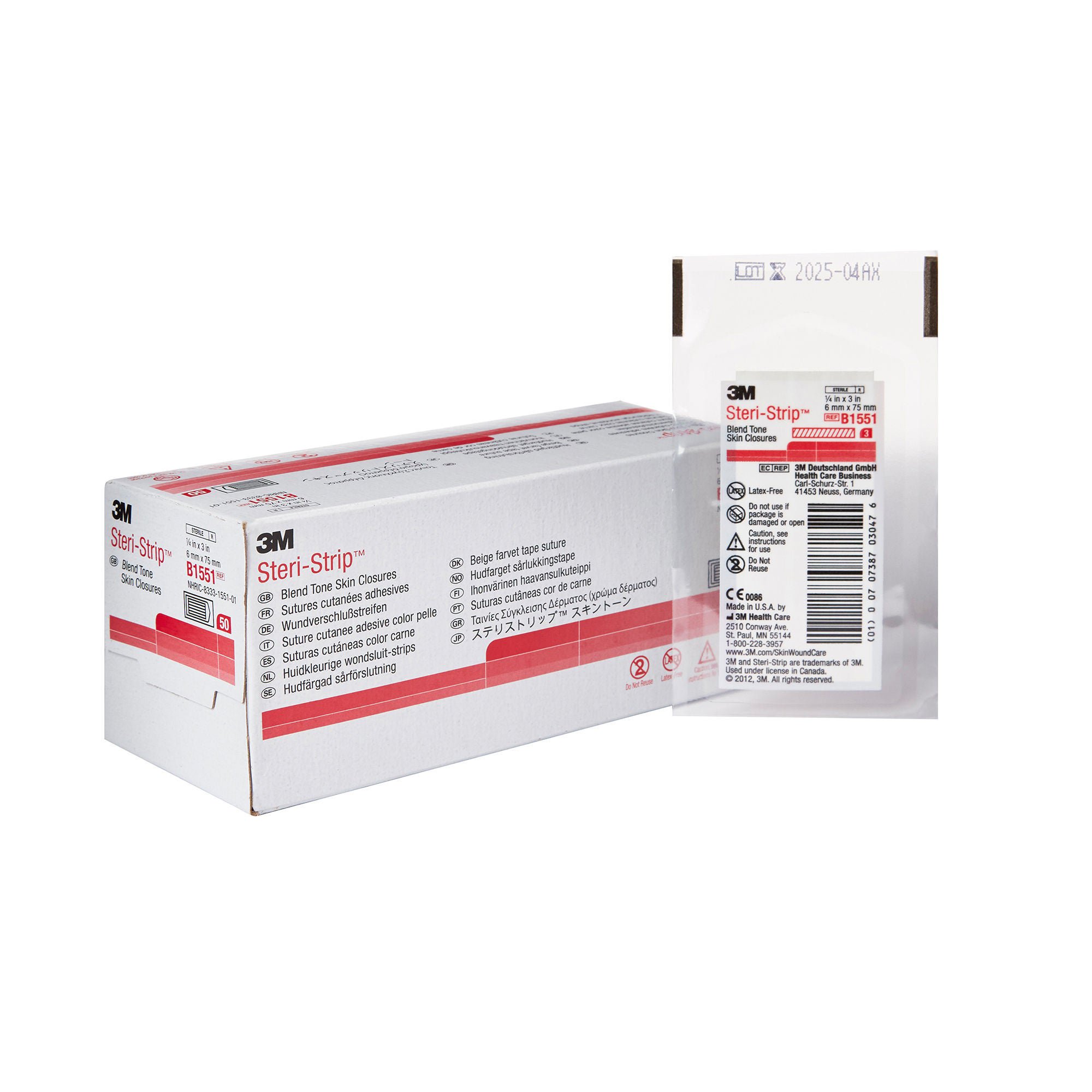 3M Steri-Strip Blend Tone Skin Closures, Beige, 1/4 inch X 3 inch, nonwoven