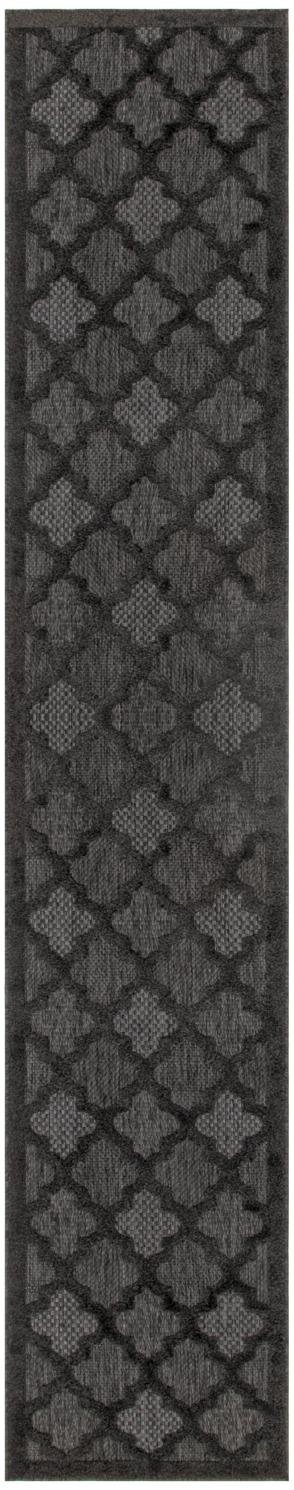 Nourison Easy Care 2'2" x 16' Charcoal Black Modern Rug