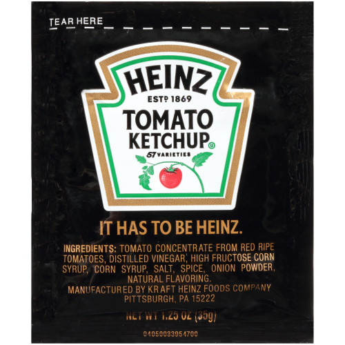 HEINZ Single Serve Ketchup, 1.25 oz. Packets (Pack of 100)