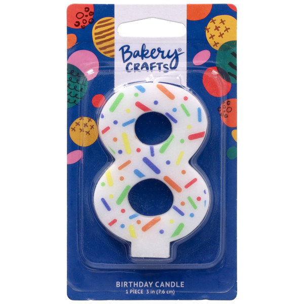 8 Rainbow Sprinkle Numeral Candles