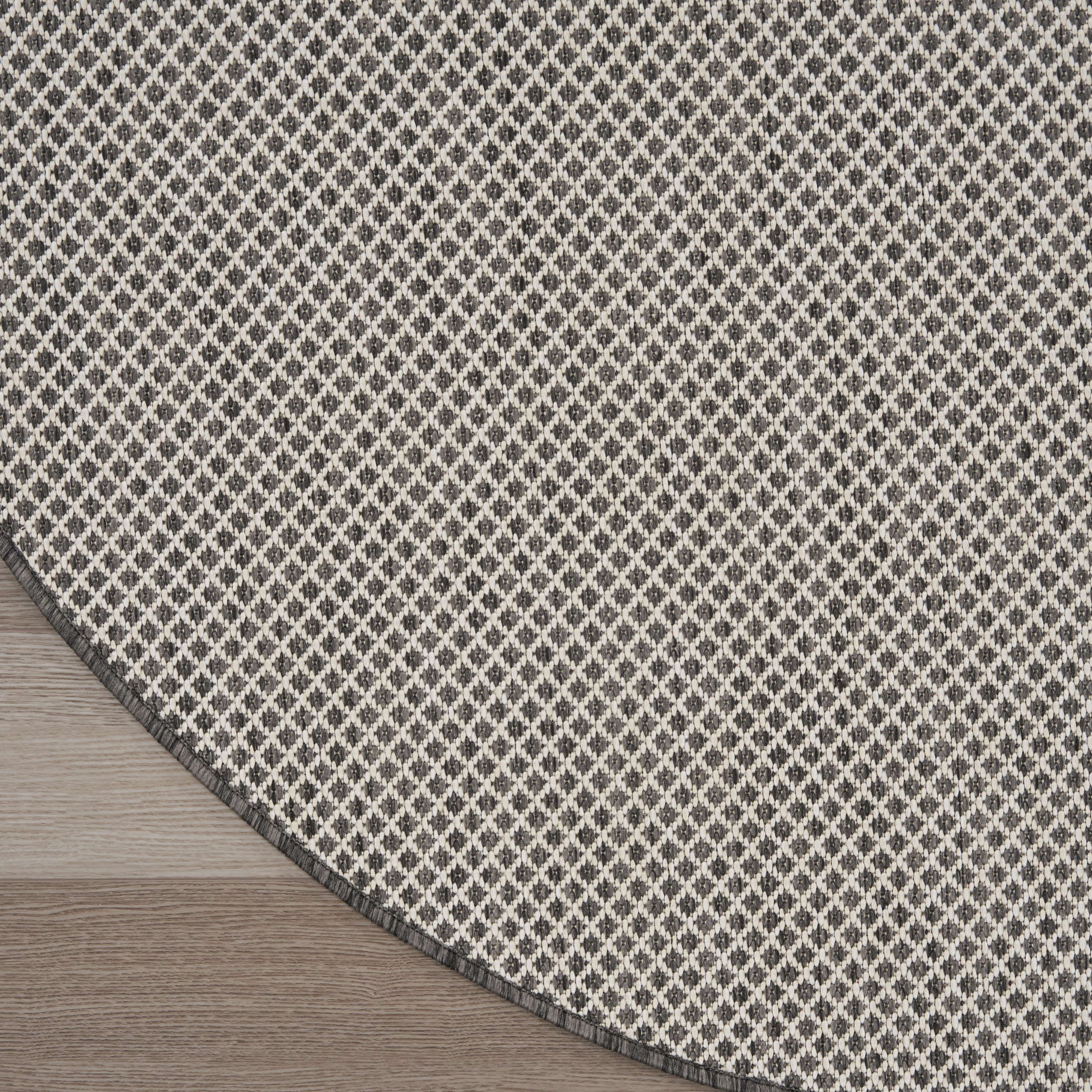 Nourison Courtyard 4' x Round Ivory Charcoal Modern Rug