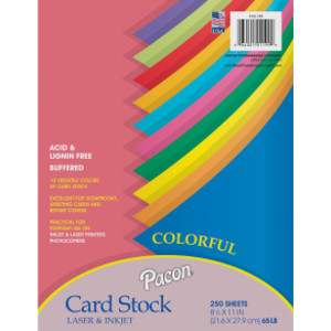 Colorful Card Stock Assortment, 10 Colors, 8-1/2" x 11", 250 Sheets