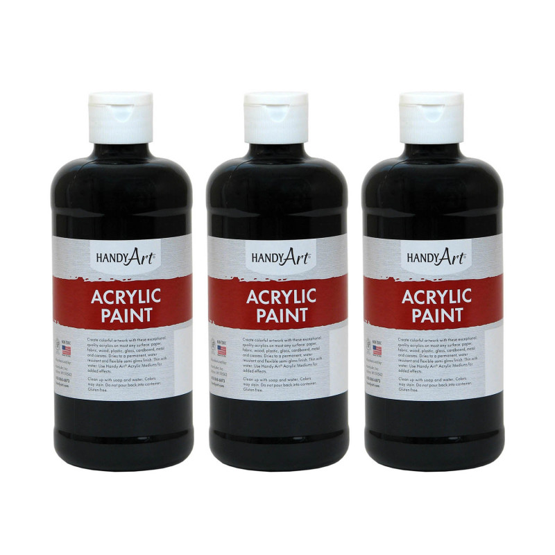 Acrylic Paint 16 oz, Mars Black, Pack of 3