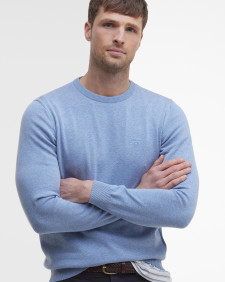 Pima Cotton Crew Neck Jumper Dark Chambray