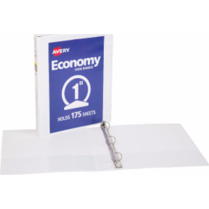 Economy View Binder, 1" Round Rings, 175-Sheet Capacity, White
