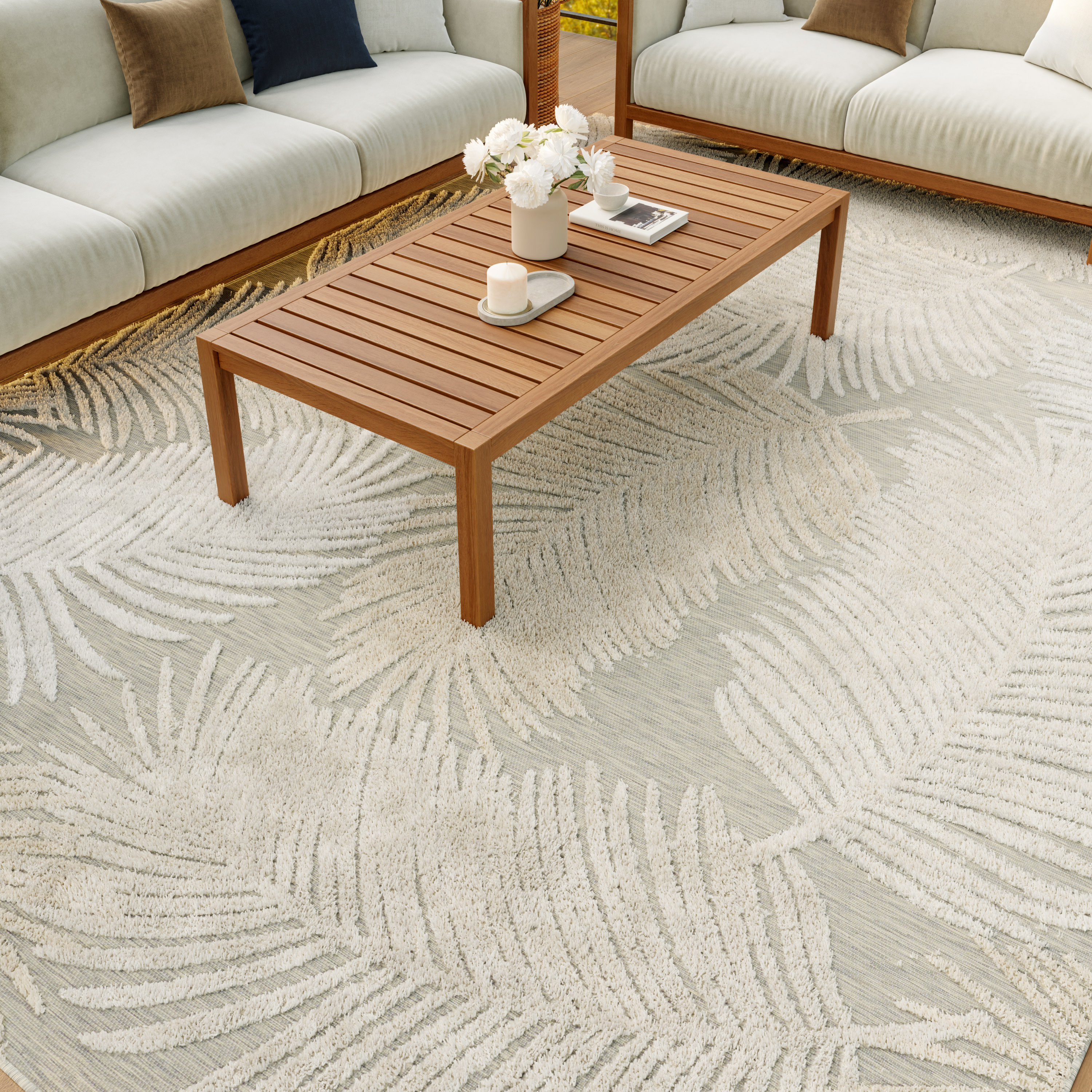 Nourison Suncoast 7'10" x 9'10" Grey Tropical Rug