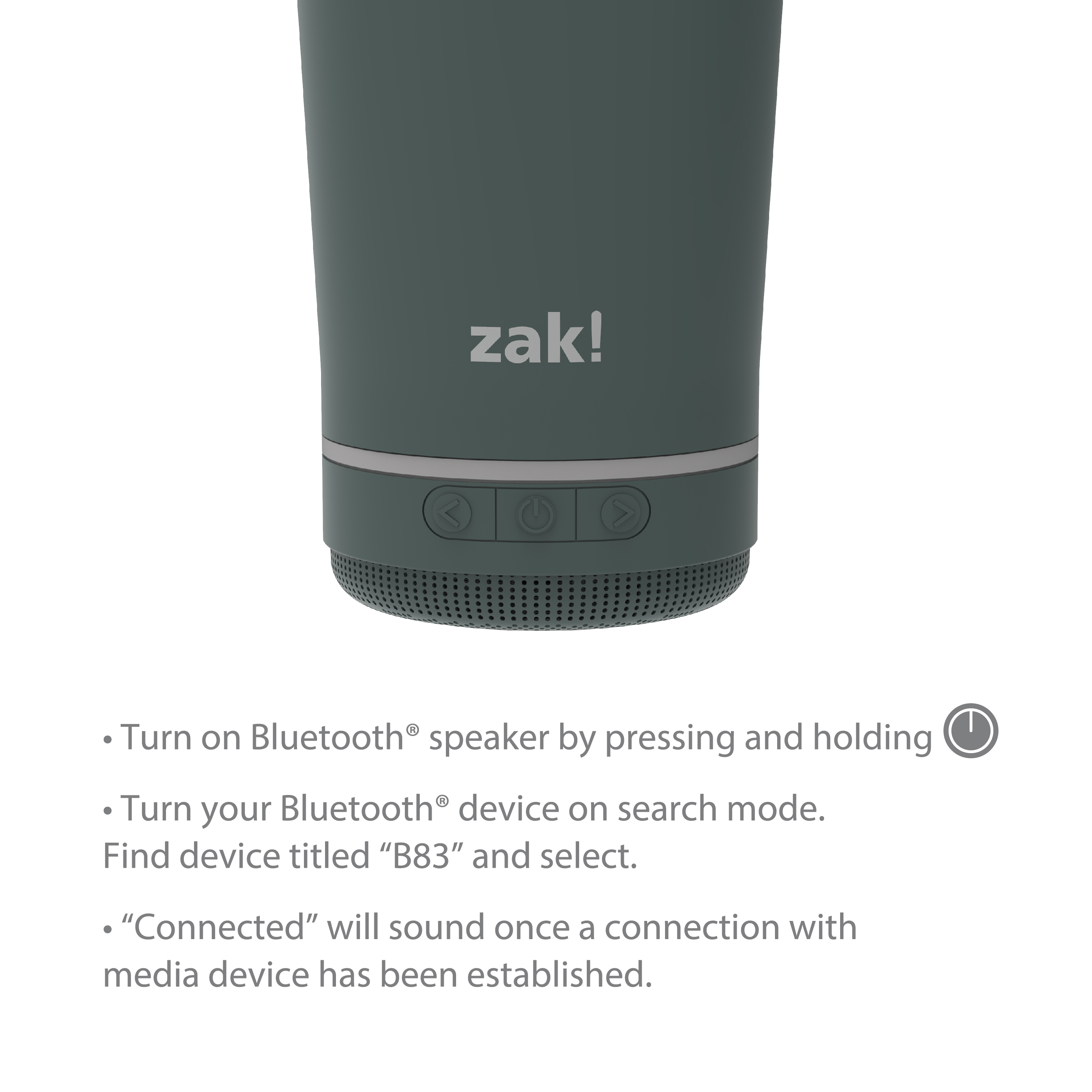 Zak Play 18 ounce Stainless Steel Tumbler with Bluetooth Speaker, Gray slideshow image 9 Zak Play 18 ounce Stainless Steel Tumbler with Bluetooth Speaker, Gray slideshow image 9