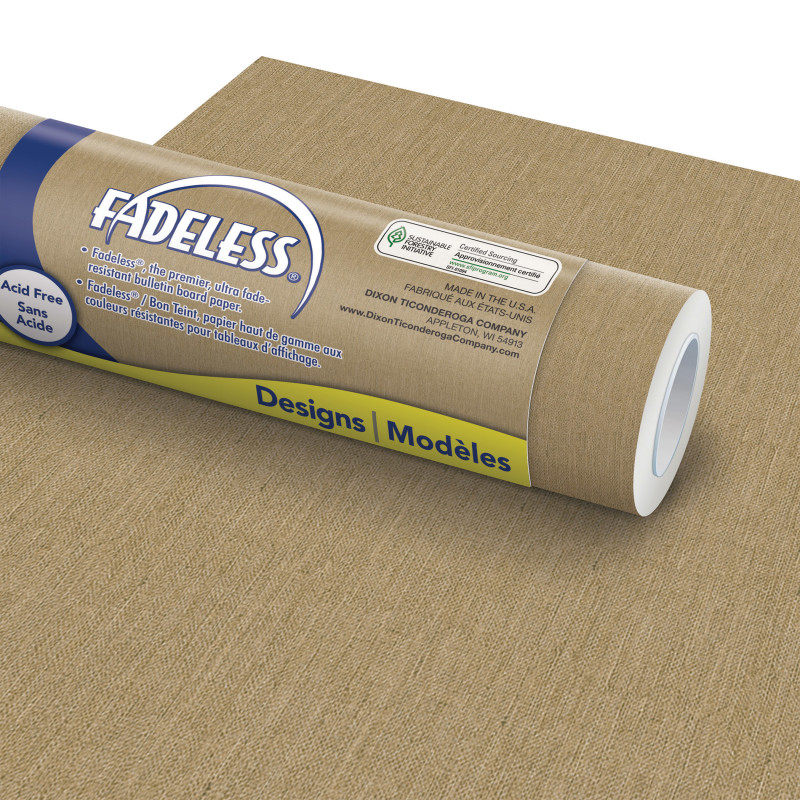 Bulletin Board Art Paper, Natural Burlap, 48" x 50', 1 Roll