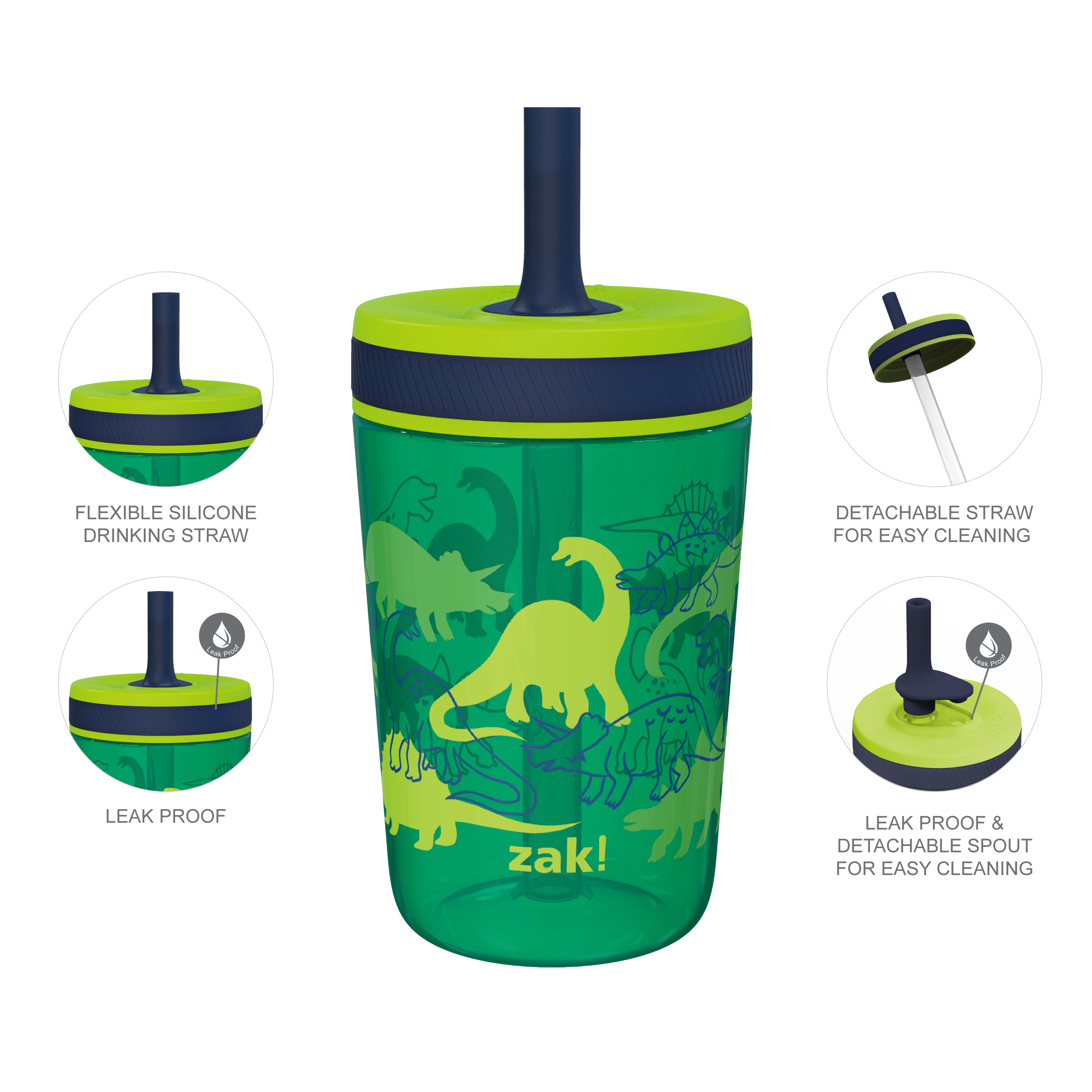 Zak Hydration 15  ounce Plastic Tumbler with Lid and Straw, Camo, 2-piece set slideshow image 5