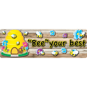 Classroom Mat Runner, Bee-Themed Positive Sayings, 15.5 in x 47 in
