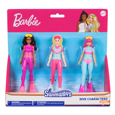 Swimways Barbie Dive Characters 3-Pack, Swimming Pool Accessories & Kids Pool Toys, Pool Party Supplies & Water Toys for Kids Aged 5 & Up