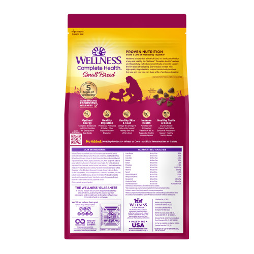 Wellness Complete Health Grained Small Breed Turkey & Oatmeal back packaging