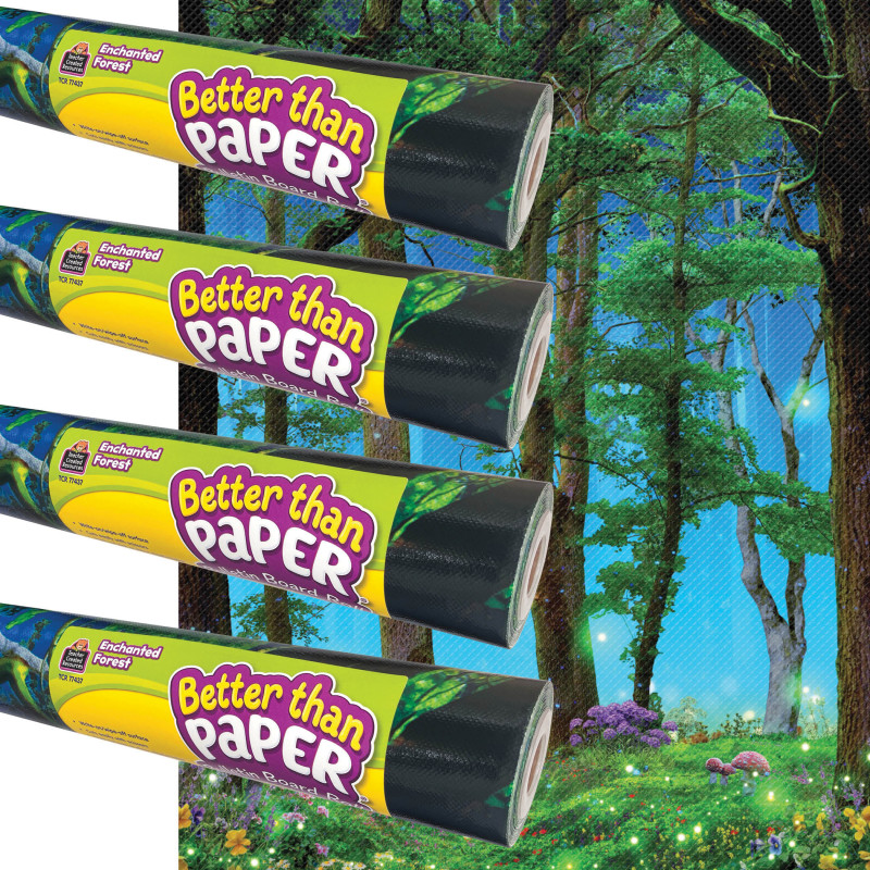 Better Than Paper® Bulletin Board Roll, 4' x 12', Enchanted Forest, 4-Pack