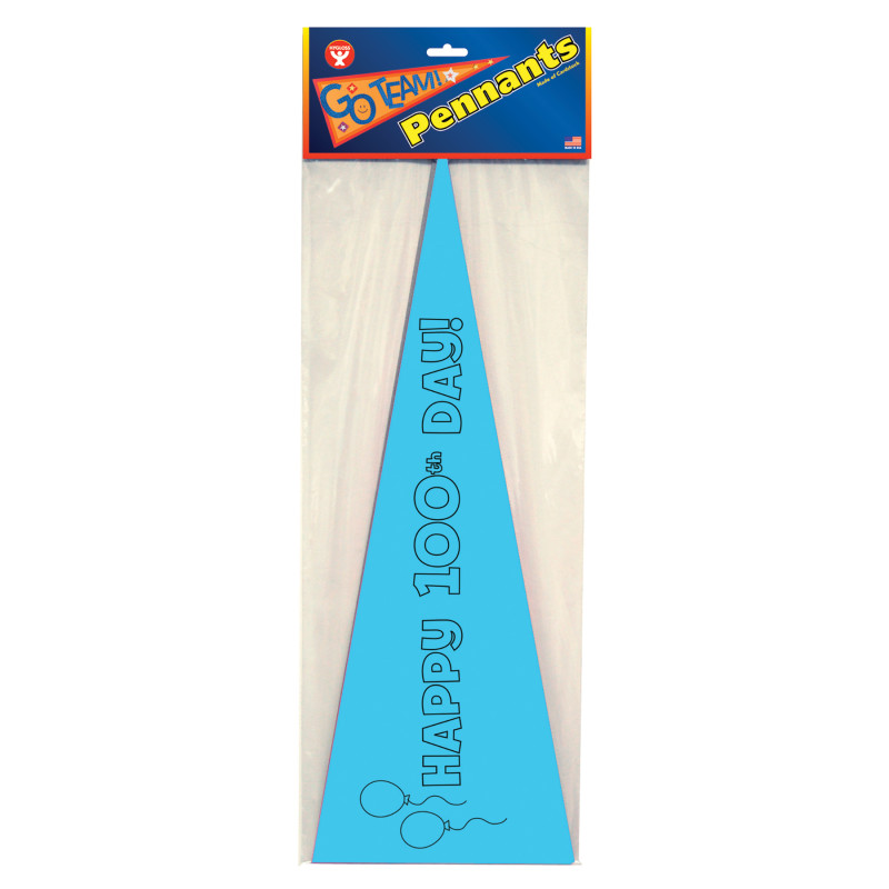 Happy 100th Day Paper Pennants, Pack of 36