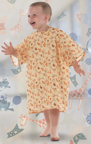 Patient Exam Gown All Stars Small Kid Design (G-Raffe Yellow) Reusable