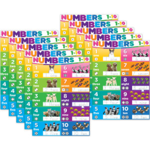 Smart Poly&reg; PosterMat Pals&trade; Space Savers, 13" x 9-1/2", Numbers 1-10, Pack of 10