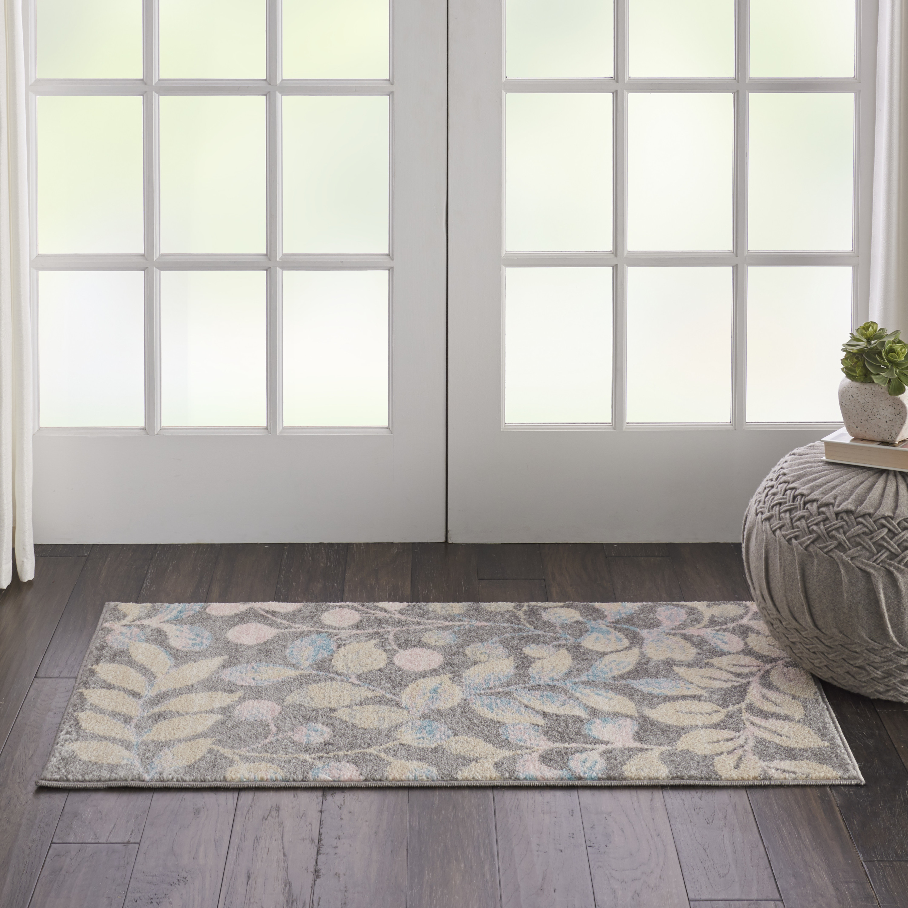 Nourison Tranquil 2' x 4' Grey Beige Farmhouse Indoor Rug