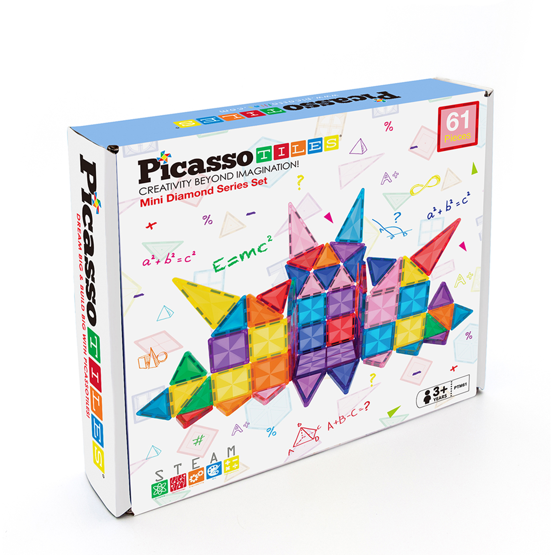 PicassoTiles Mini Diamond Magnetic Tiles 61-Piece Set