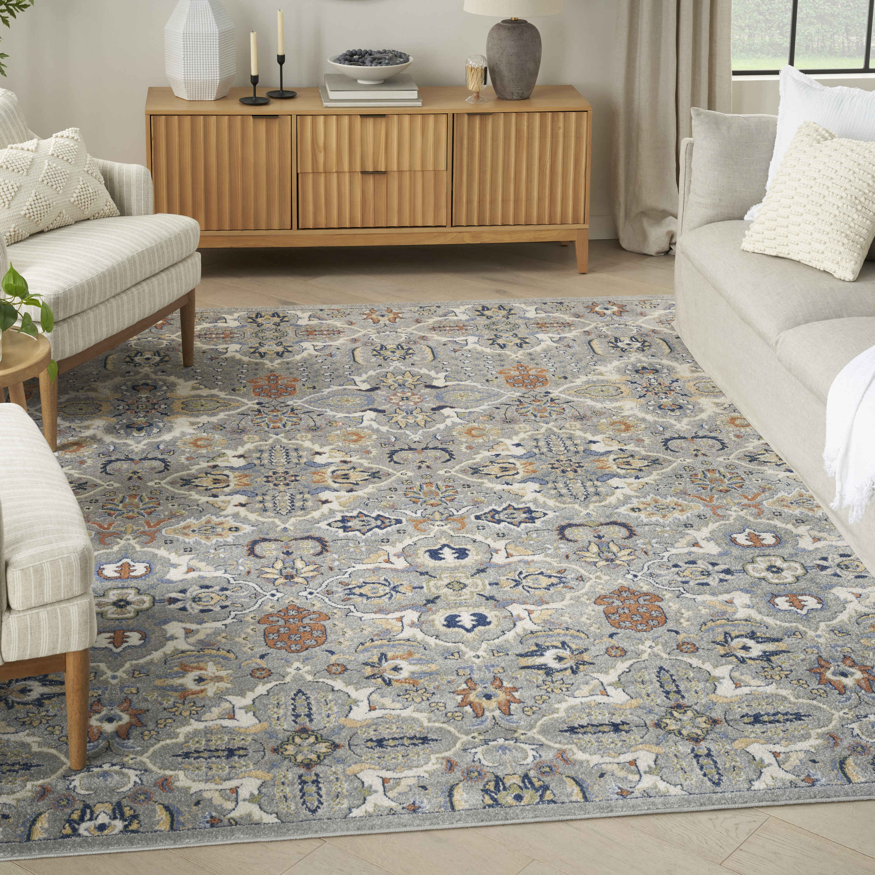 Nourison Allur 7'10" x 9'10" Grey Bohemian Indoor Rug