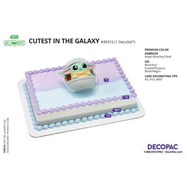 STAR WARS™ The Mandalorian Cutest in the Galaxy Cake Decorating Instruction Card